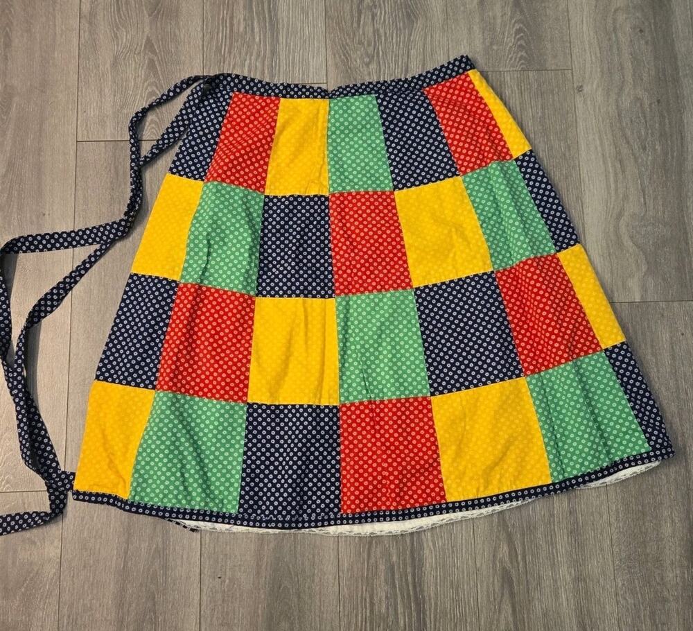 Vintage 1950s 60s Najla New York Patchwork Skirt Wrap Boho Folk Cotton S